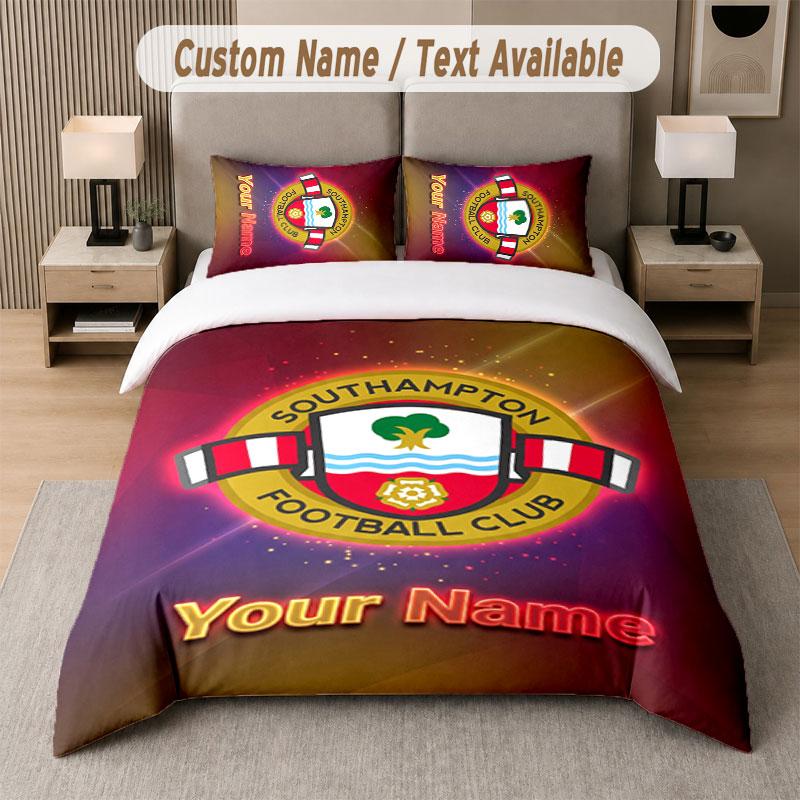 Individuelles Bettwäsche-Set Southampton FC Muster, Druck Name Text 1 Bettbezug plus 2 Kissenbezüge Heimtextilien