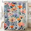 Charming Floral Print Shower Curtain Bath Decor for Modern Bathroom