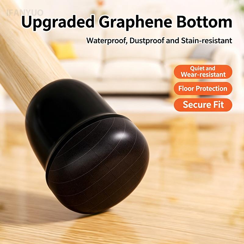 Silent Black Round Chair Leg Protectors Foot Cover Diagonal with Thick Wrap Felt Pad Silicone Furniture Table Feet Protect Floor