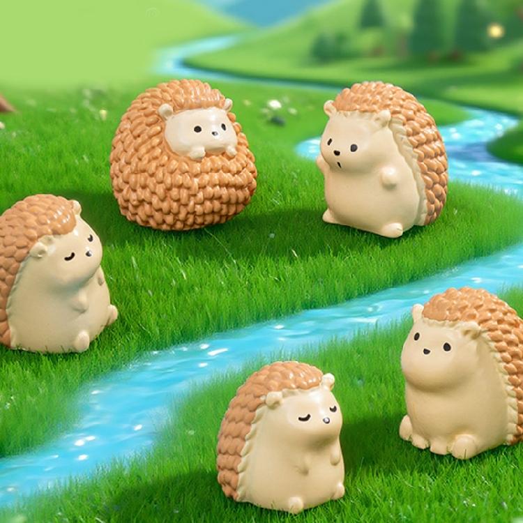 7-teilige lustige Igel-Miniaturdekorationen Geburtstag Feiertagsgeschenk für Freund Familie Harzhandwerk Gartenlandschaftsornamente
