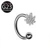G23 F136 Titanium Zircon Flower Internal Thread Lip Stud Earring Eyebrow Ring Horseshoe Ring Dermal Anchor Skin Piercing Jewelry