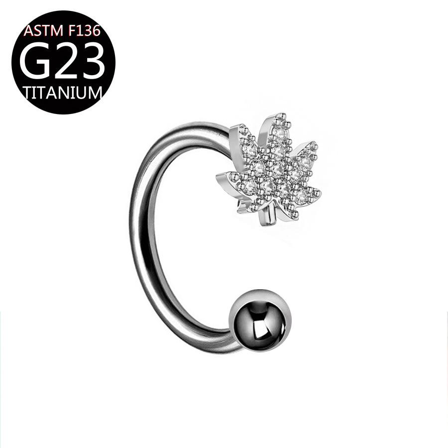 G23 F136 Titanium Zircon Flower Internal Thread Lip Stud Earring Eyebrow Ring Horseshoe Ring Dermal Anchor Skin Piercing Jewelry