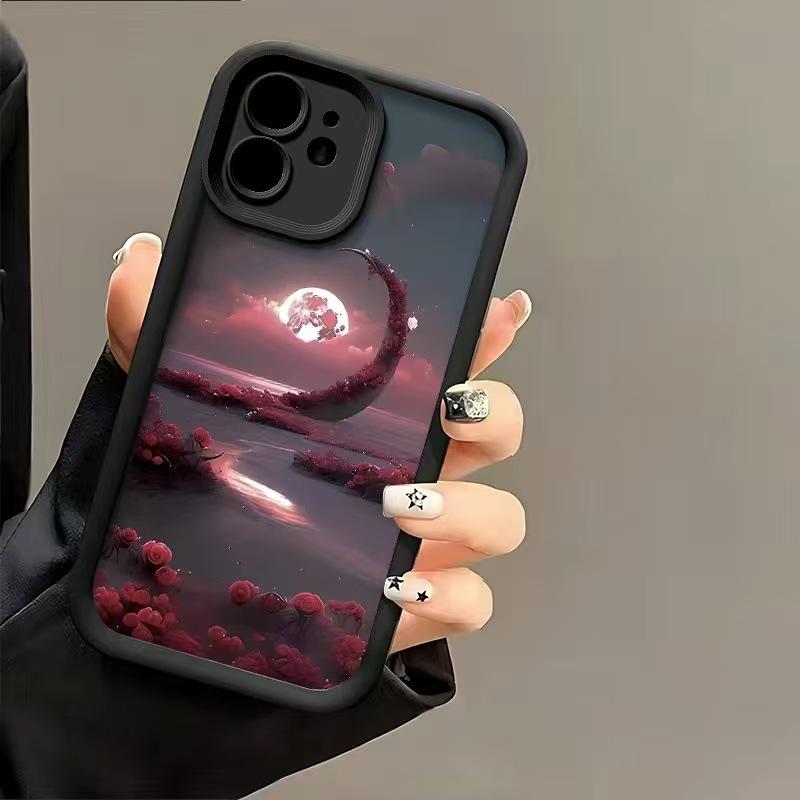 Moon Flower Sea is suitable for Apple 16ProMax mobile phone case iPhone15 anti-drop 14Pro all-inclusive 17Air beautiful
