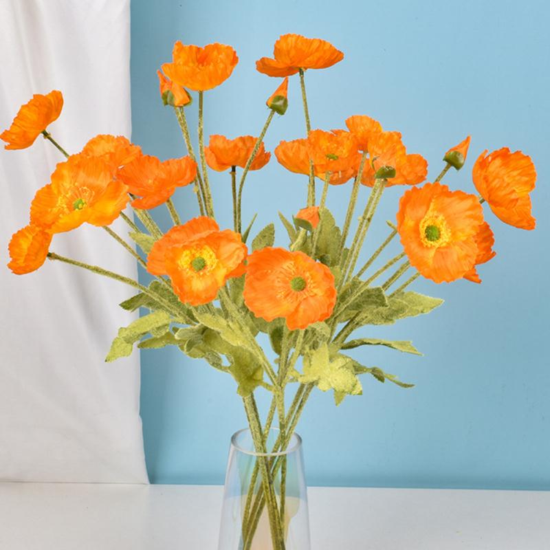 4 Heads Artificial Bouquet Simulation Poppies Fake Silk Flower For Home Wedding Party Decoration