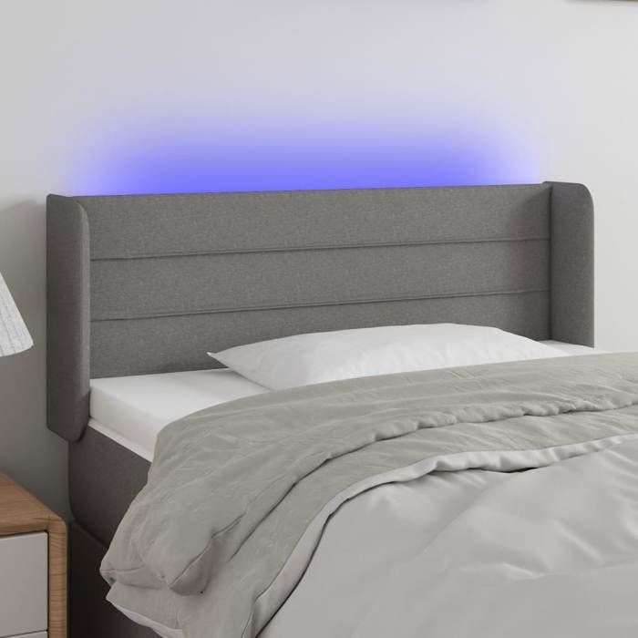 VidaXL Tête de Lit à LED Meuble de Chambre à Coucher Accessoire de Lit Simple Tête de Cadre de Lit Intérieur Gris Foncé 3123351