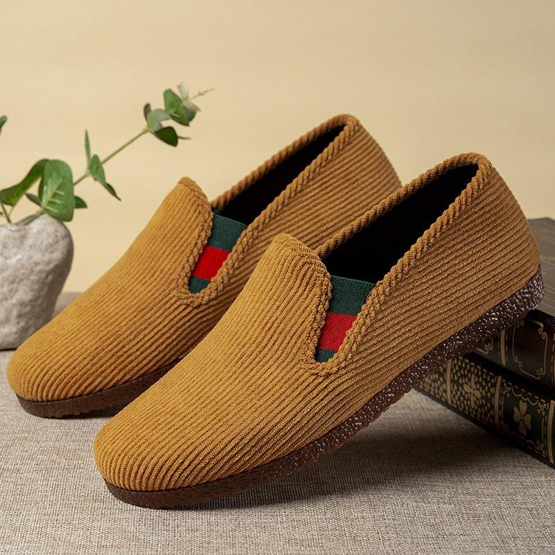 Old Beijing Cloth Shoes Men's Corduroy Casual Soft Sole Non-slip Breathable Comfortable Lightweight Middle-aged Working Dad Shoes