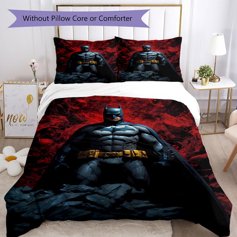 3pcs Batman Bedding Set Duvet Cover Closure Includes 1 Duvet Cover & 2 Pillowcases, Soft and Comfortable for All Seasons.