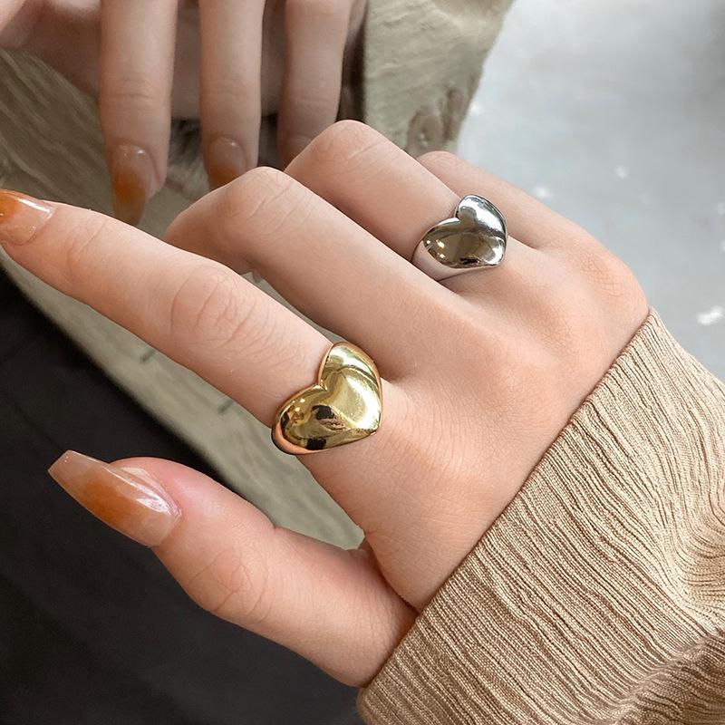 

New Fashionable Wide Face Love Design Ring Opening Ring Personalized Hip Hop Handwear