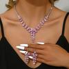 3PC Women's Fashion Zircon Leaf Flower Necklace Earrings and Jewelry Set, Suitable for Wedding, Party, and Festival Gifts