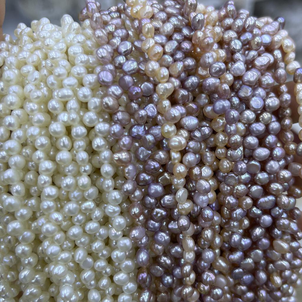 1String, Purple Yellow White Natural Freshwater Pearls, Top Sided Drilled Hole Pearl Beads for Jewelry Making DIY Crafts (Beads 4-5mm, Length 36cm)