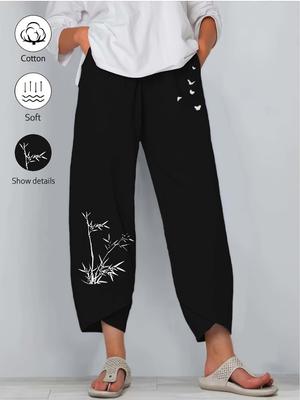 Women's Elastic Waist Wide-Leg Pants with Side Pockets - Light Grey Casual Elegant Trousers for Spring/Summer, Machine Washable