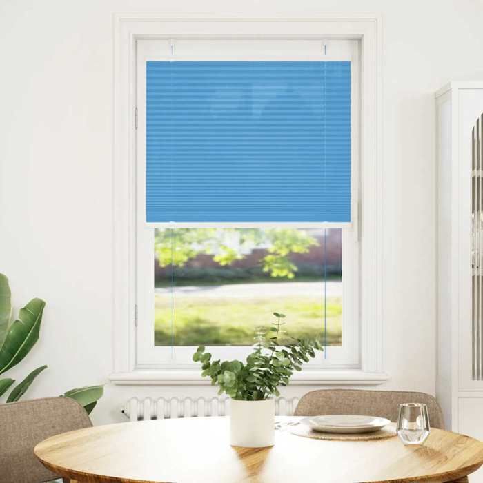 VidaXL Store Plissé Bleu 80x150 Cm Largeur Du Tissu 79,4 Cm Polyester, Store Plissé De Fenêtre, Store Accordéon, Store 4015190