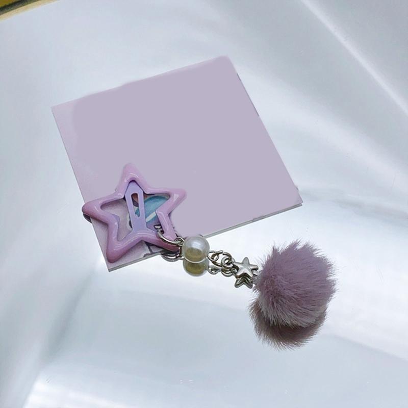 Kleiner Stern Haarspange für Mädchen Retro Haarspange Accessoire Pelziger Ball Anhänger Haarspange