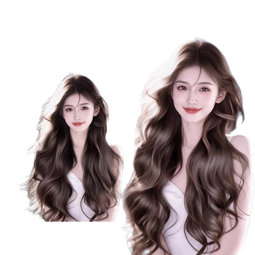 Lange Lockenperücke im koreanischen Stil: Realistisch, Vollständige Abdeckung, Natürliches Volumen, Faule Große Wellen