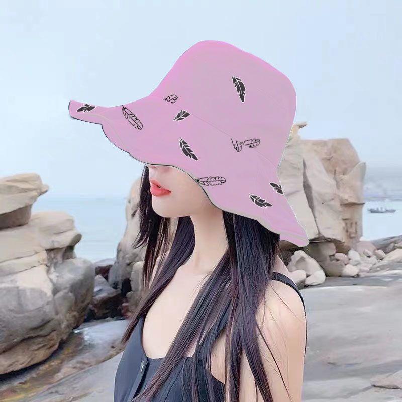 

Рыбацкая шляпа в японском стиле, детская, высокого качества, весна-лето, новинка, модная, для поездок, панама, для занятий спортом на открытом воздухе, двусторонняя, от солнца Pink Double-sided wearable wind-proof rope