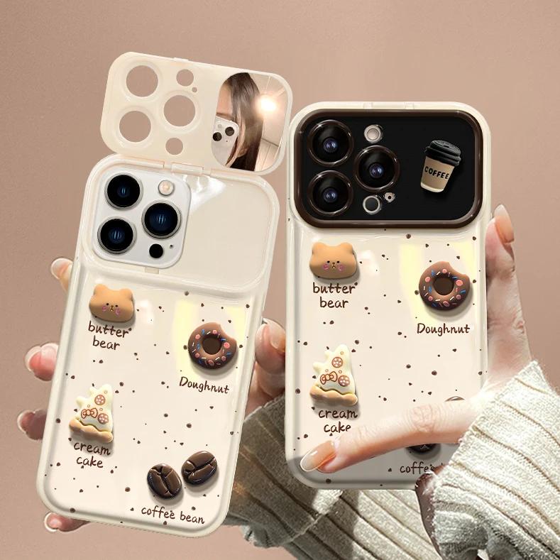 Wrist Chain Lanyard Phone Case for iPhone 16 17 15 14 13 12 11 Pro Max Plus 3D Cartoon Bear Sweet Soft Silicone Shockproof Cover