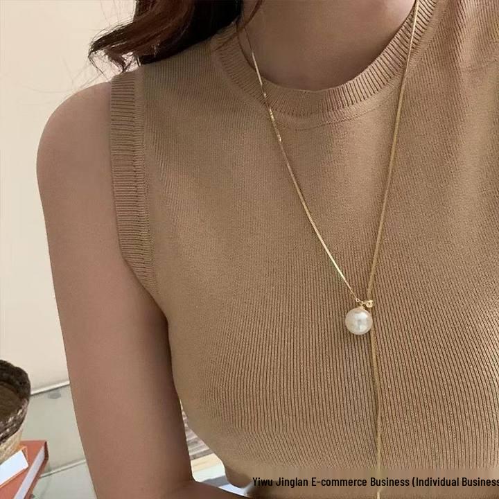 Длинное змеиное ожерелье с жемчужным кулоном - Элегантный женский аксессуар