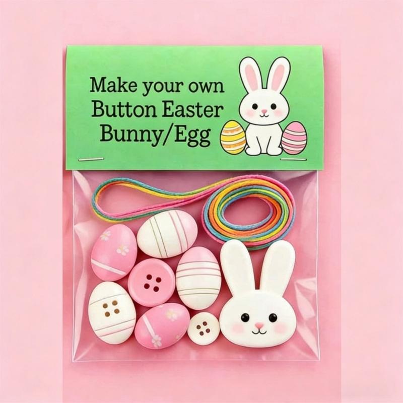 DIY Button Easter Ornament,Rabbit/Carrot/Eggs Button Pendants Easter Button Crafts Making,Holiday Hanging Decors Gift
