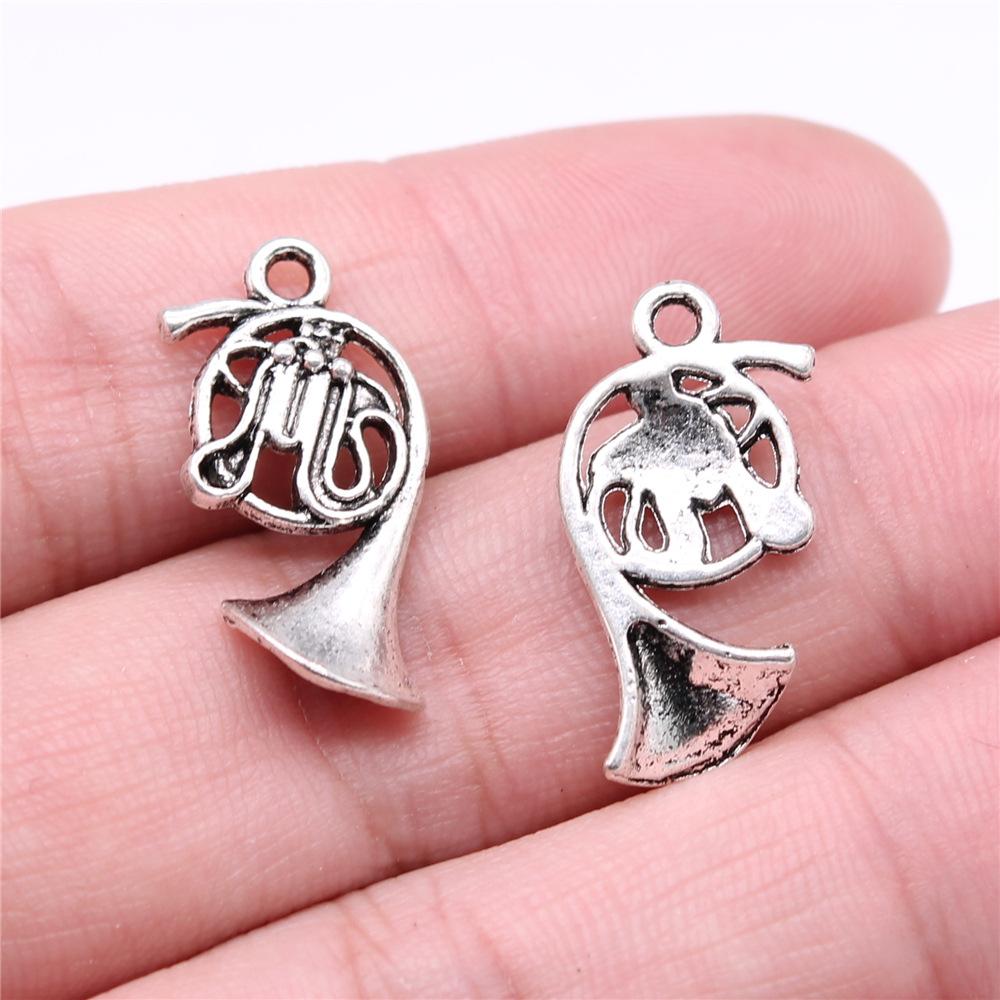 10pcs Musical Instrument Charms Antique Silver Color Guitar Microphone Violin French Horn Charms For Jewelry Making