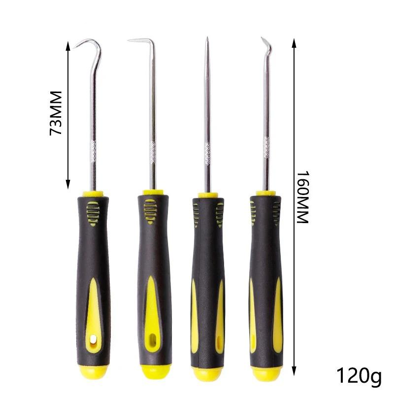 4pcs/set Heat-resistant Antislip Hook Pick Set Car Oil Seal Screwdriver Gasket Puller Oil Seal Removal Hook Tool Car Repair Tool