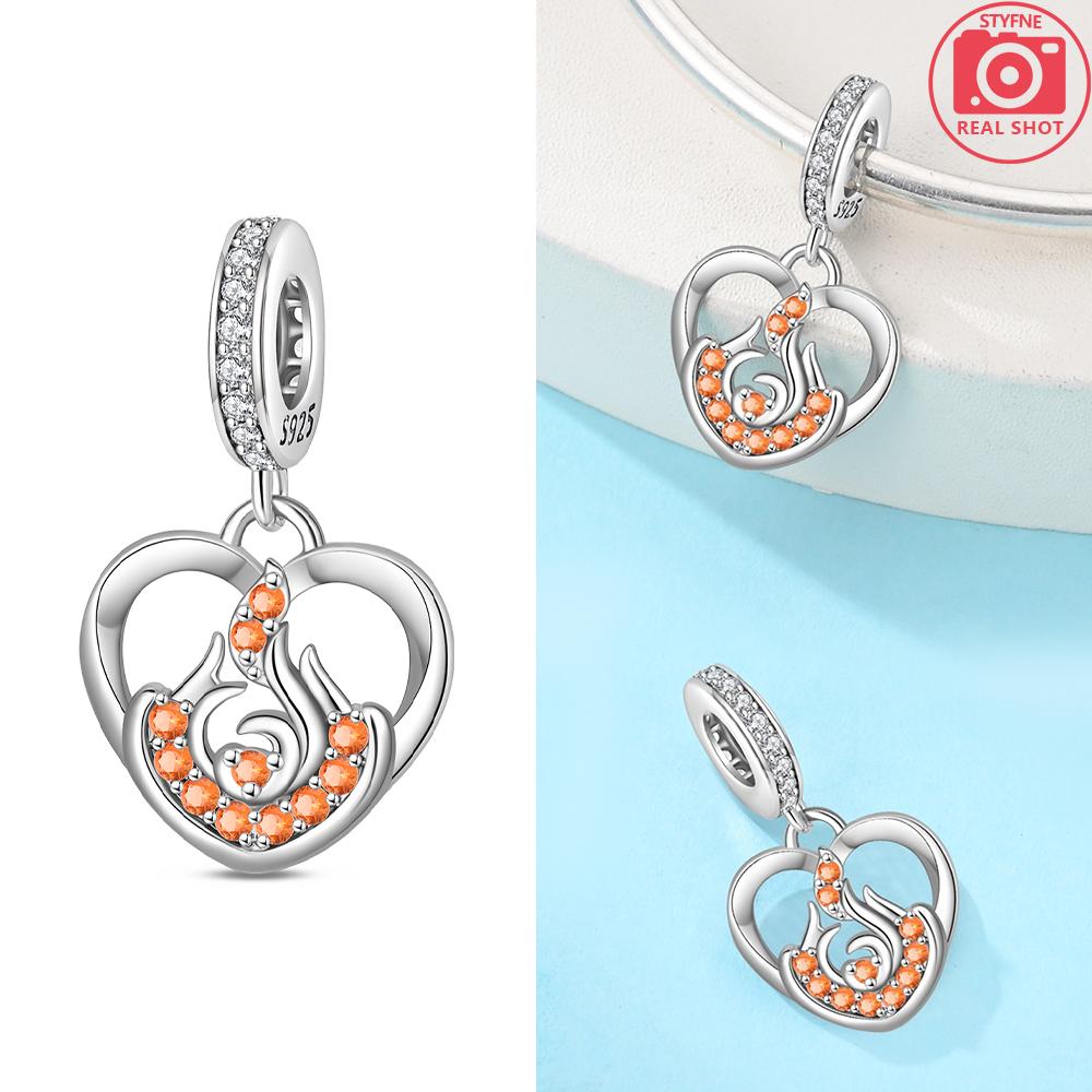 Oryginalny Miedziany Pomarańczowy Płomień Płatek Śniegu Wisiorek Energetyczny Amulety Wiatr Woda Drewno Koralik Pasuje Bransoletka Kobiety Biżuteria Zestaw na Prezent