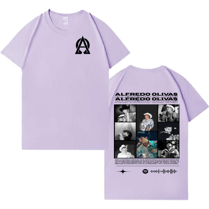Rapper Alfredo Olivas Double Sided Print Graphic Tshrit Mens Women Aesthetic Casual Tshrits Pop Crewneck Short Sleeve Fans Gift