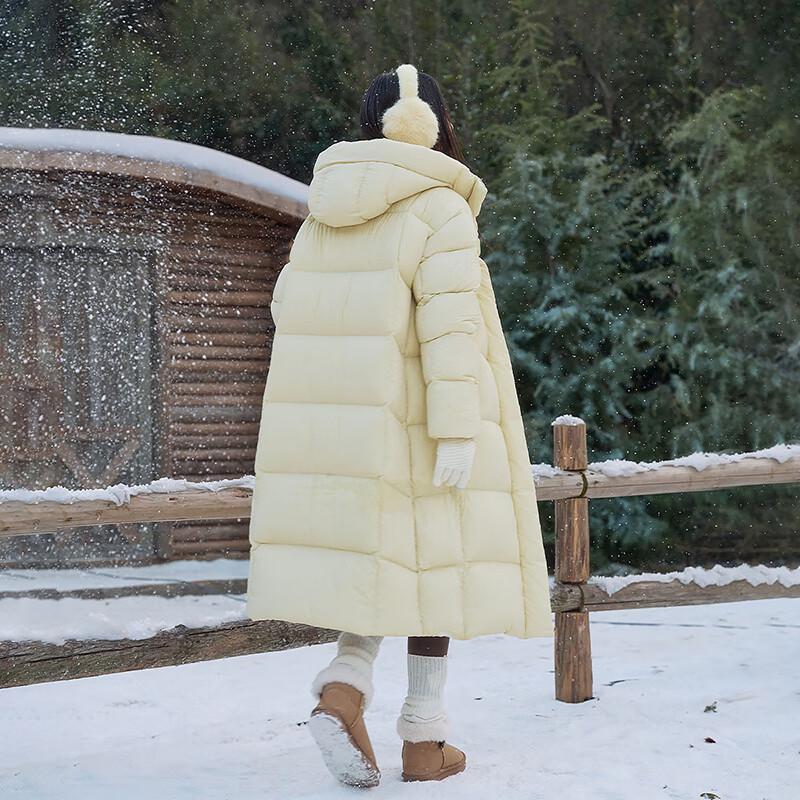 Tamboer Women's Long Hooded 90% Down Puffer Jacket