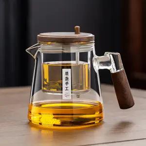 Glas Fließende Tasse Vollglas Innentank Tee Trennung Brühen Teekanne Ein-Knopf-Filter Teebereiter Set Teetasse
