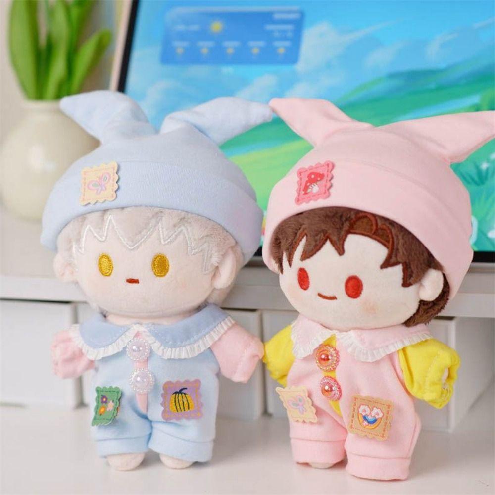 15cm Doll Clothes Little Devil Doll Mini Pajamas Kawaii Doll Jumpsuits Cap Set Cotton Stuffed Doll