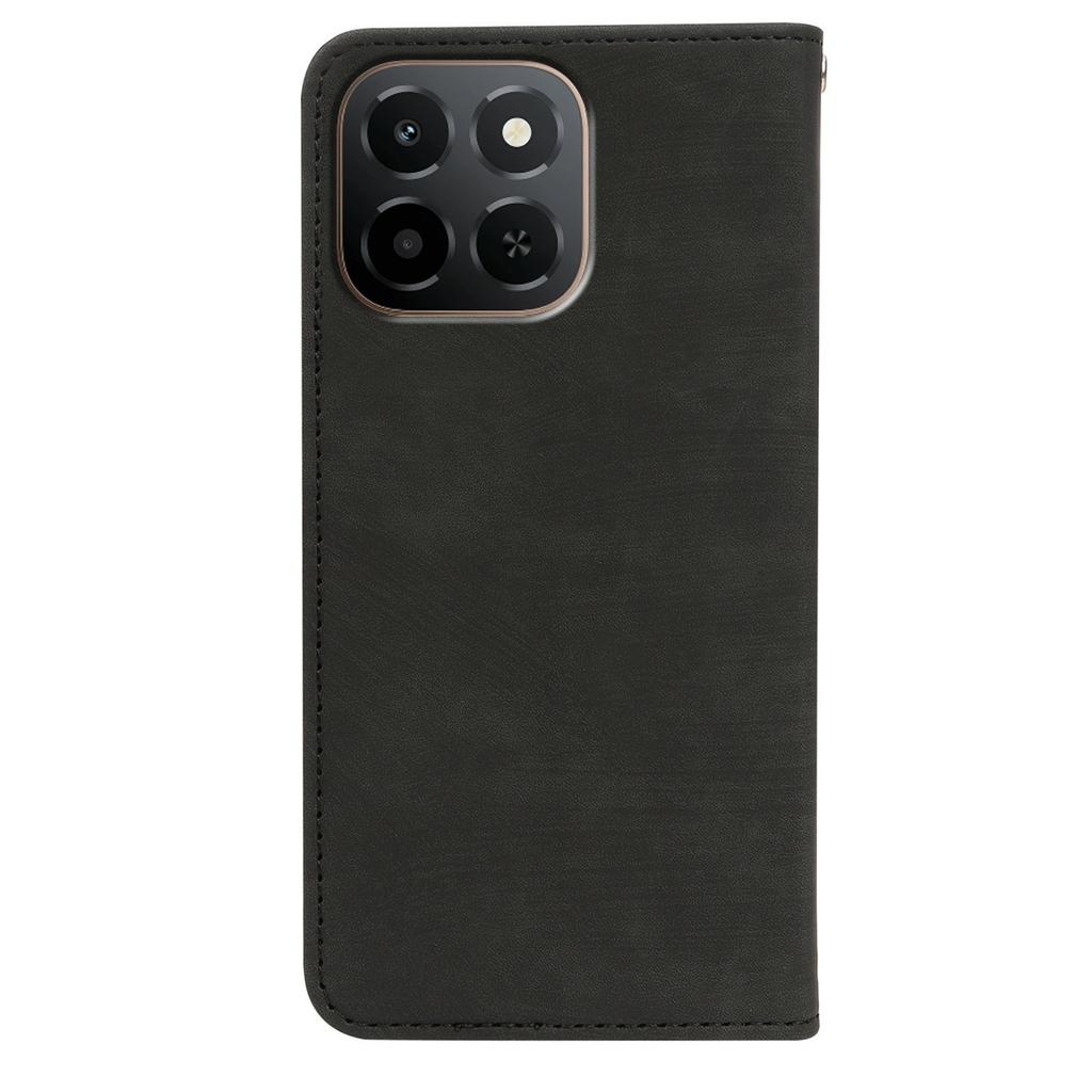 For Honor X6c 4G Case Strong Magnetic Leather Wallet Phone Cover with Striped Texture