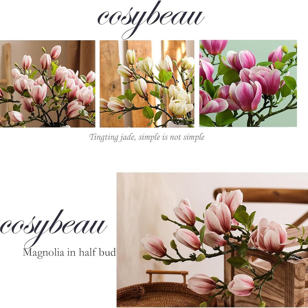 1/4PCS Artificial Silk Magnolia Flowers Home Outdoor Garden Vase Windowsill Wedding Bride Festival Outdoor Table Decoration Gift