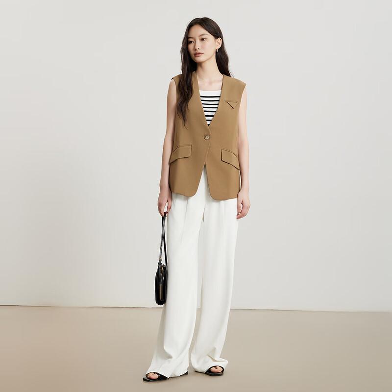 Gejin Women's Mid-Length Solid Vest Jacket