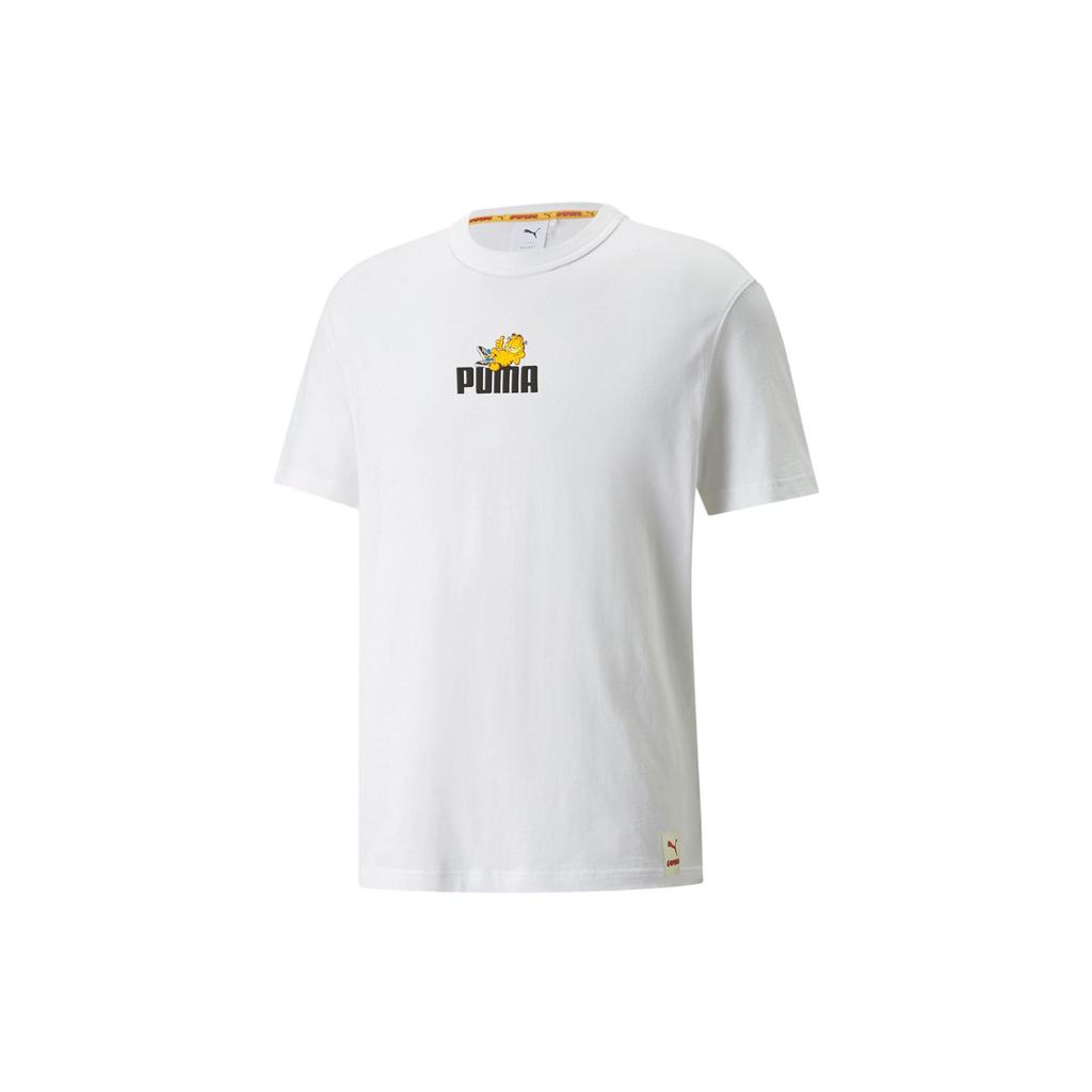 Puma Garfield Cartoon Logo Print Short Sleeve T-Shirt Men Tops White 534433-02