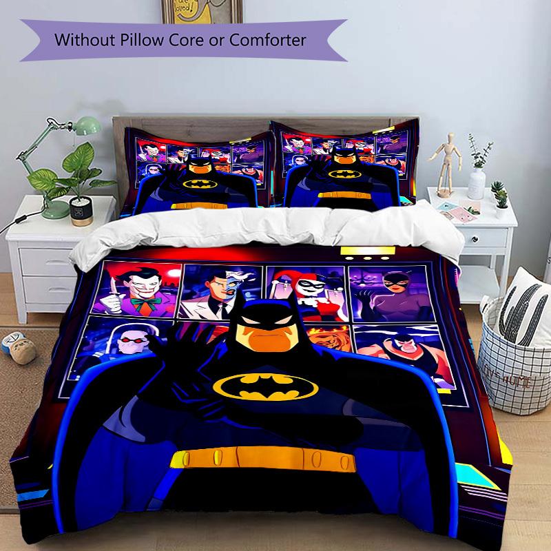3pcs Batman Duvet Cover Set, 1 Duvet Cover + 2 Pillowcases (No Insert), High-Definition Print for All Seasons,Durable yy251103051