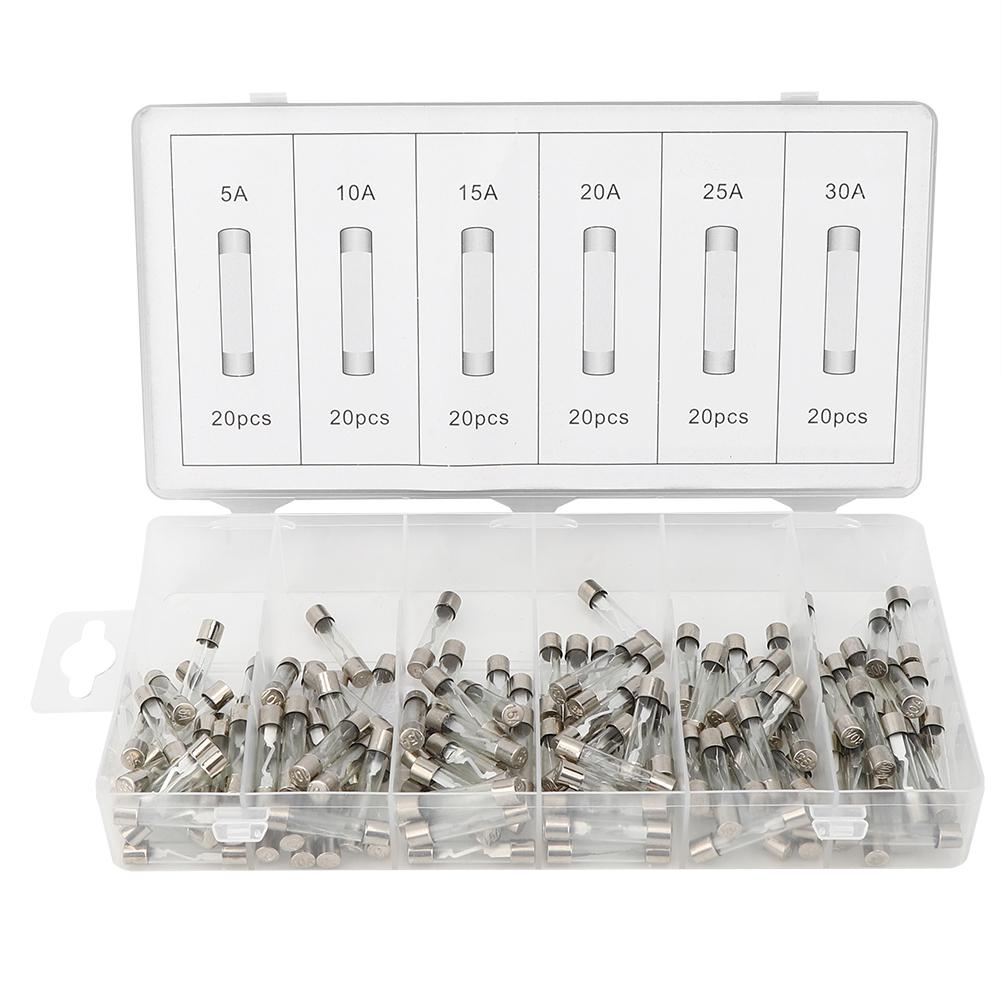 

120PCS Glass Tube Fuse Fast Blow Glass Fuses Assorted Kits Industrial Accessories