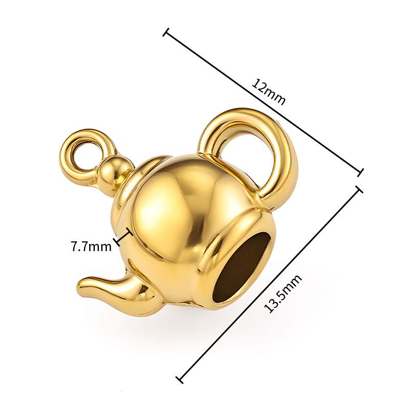 Simple Stainless Steel Christmas Tree Teapot 3D Charm Pendant for DIY Earrings & Necklaces - Titanium Steel Handcrafted Jewelry Accessory.