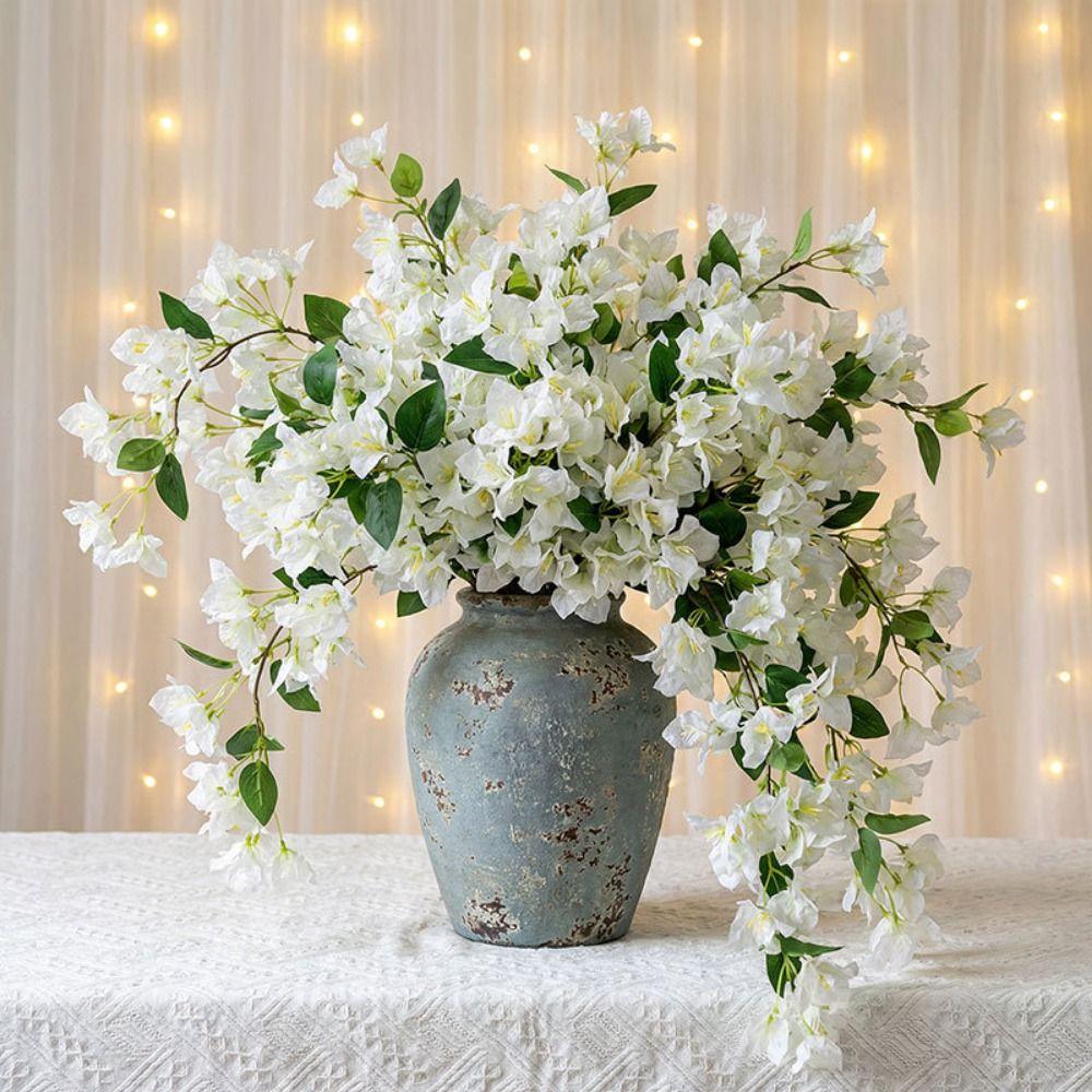 5Pcs Silk Flower Silk Fake Flower Realistic Blooms DIY Artificial Bougainvillea Long Stem Lifelike Artificial Flower Branch