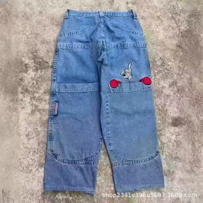2024 Spring/Autumn Retro Y2K Embroidered Hip-Hop Men's Jeans - American Fashion Brand