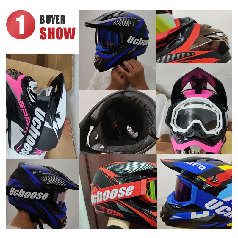 Four-Season Full-Face Off-Road Motorcycle Helmet with Goggles for Mountain Racing and Downhill