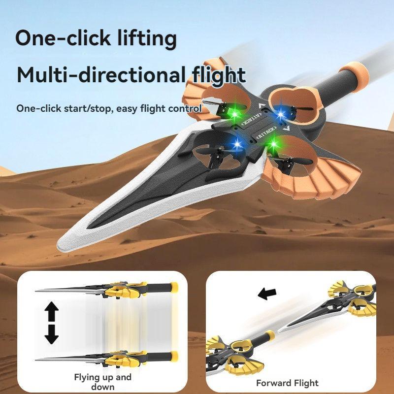 Remote control flying sword aircraft, fighter jet, stunt rolling, one click lifting and flying toy, boy remote control toy