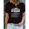 Damen Lustiges Ehemann Alphabet Druck T-Shirt Rundhals Kurzarm Frühling Sommer Herbst Lässiges Oberteil
