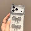 KEYSION Cute 3D Cat Ear Transparent Phone Case for iPhone 17 Pro Max 17 Air 16 Plus 16 Glitter Jewelled Bowknot Shockproof Back Cover