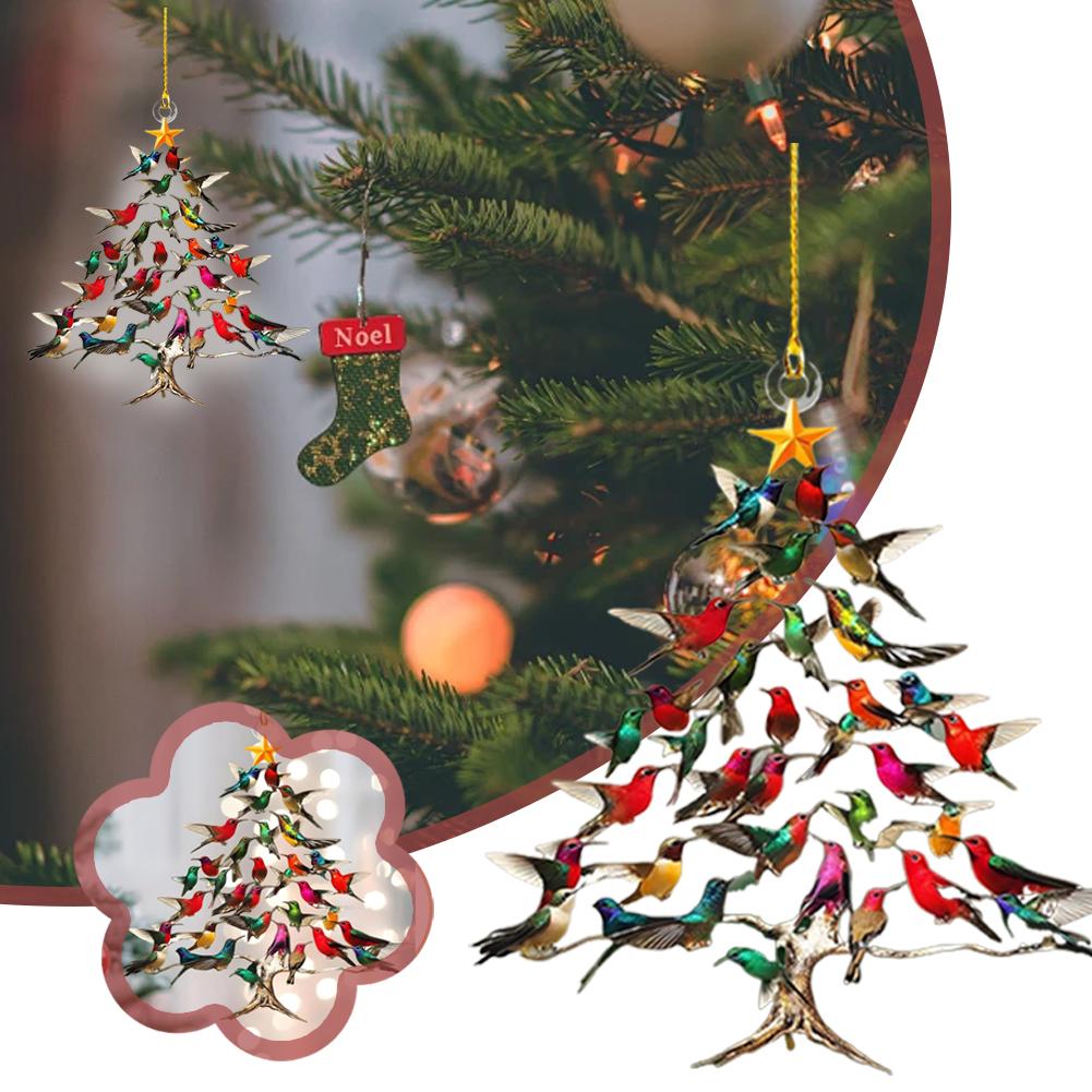 1/2pcs Colorful Layered Christmas Tree Ornaments Acrylic 2D For Home Xmas Office Window Festival Party Lightweight Decor Gifts