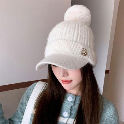 Chapéu de Malha D-Point com Aba Caída Moda Inverno Chapéu de Inverno