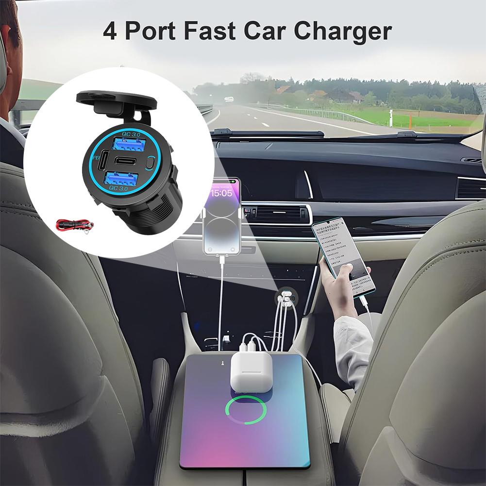 Car Charger For Vehicle Car Phone Charger, Auto Modification Accessories, Fast Charging Compatible,Suitable For Phones & De U0Y7