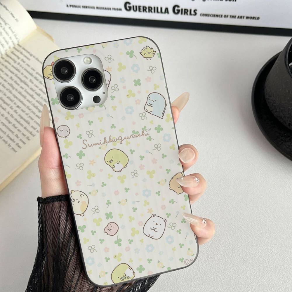 Cartoon S-sumikko Gurashi For IPhone 17 16 15 11 12 13 14 Pro Max Plus Pro Corrugated Translucent Back Phone Cover