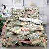 Dollars Printed Red Texture Banknote Bedding Set 3D Printed Duvet Cover With Pillowcase Queen  Full Size Bedclothes Room Decor