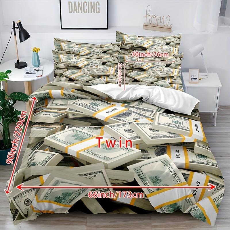Dollars Printed Red Texture Banknote Bedding Set 3D Printed Duvet Cover With Pillowcase Queen  Full Size Bedclothes Room Decor