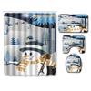 Christmas Waterproof Shower Curtain Four-Piece Floor Mat Combination Set Household Door Mat Bedroom Living Room Carpet