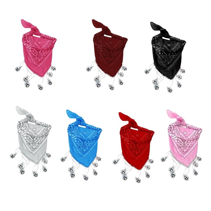 Western Disco Fringed Bandana for Bridal Shower Vintage Cowgirl Headscarf Costume Female Bandana Night Club Party Wear
